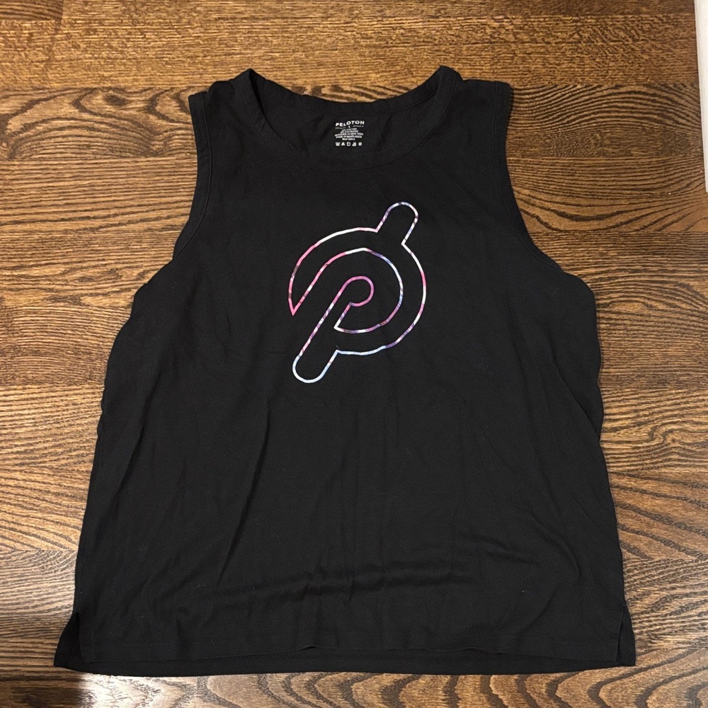 Peloton Black Tank Top with Multicolor Logo